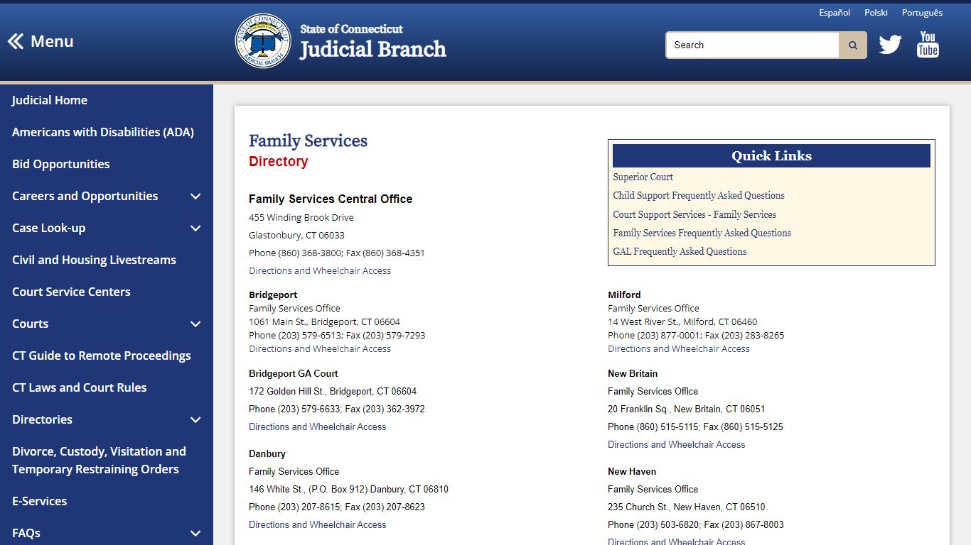 Family Services Directory - CT Judicial Branch