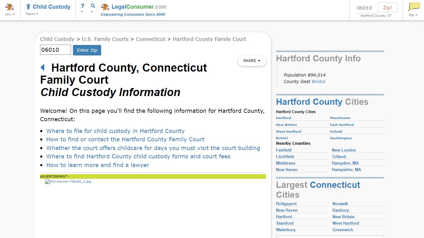 Hartford County Family Court -- Child Custody Info - LegalConsumer.com